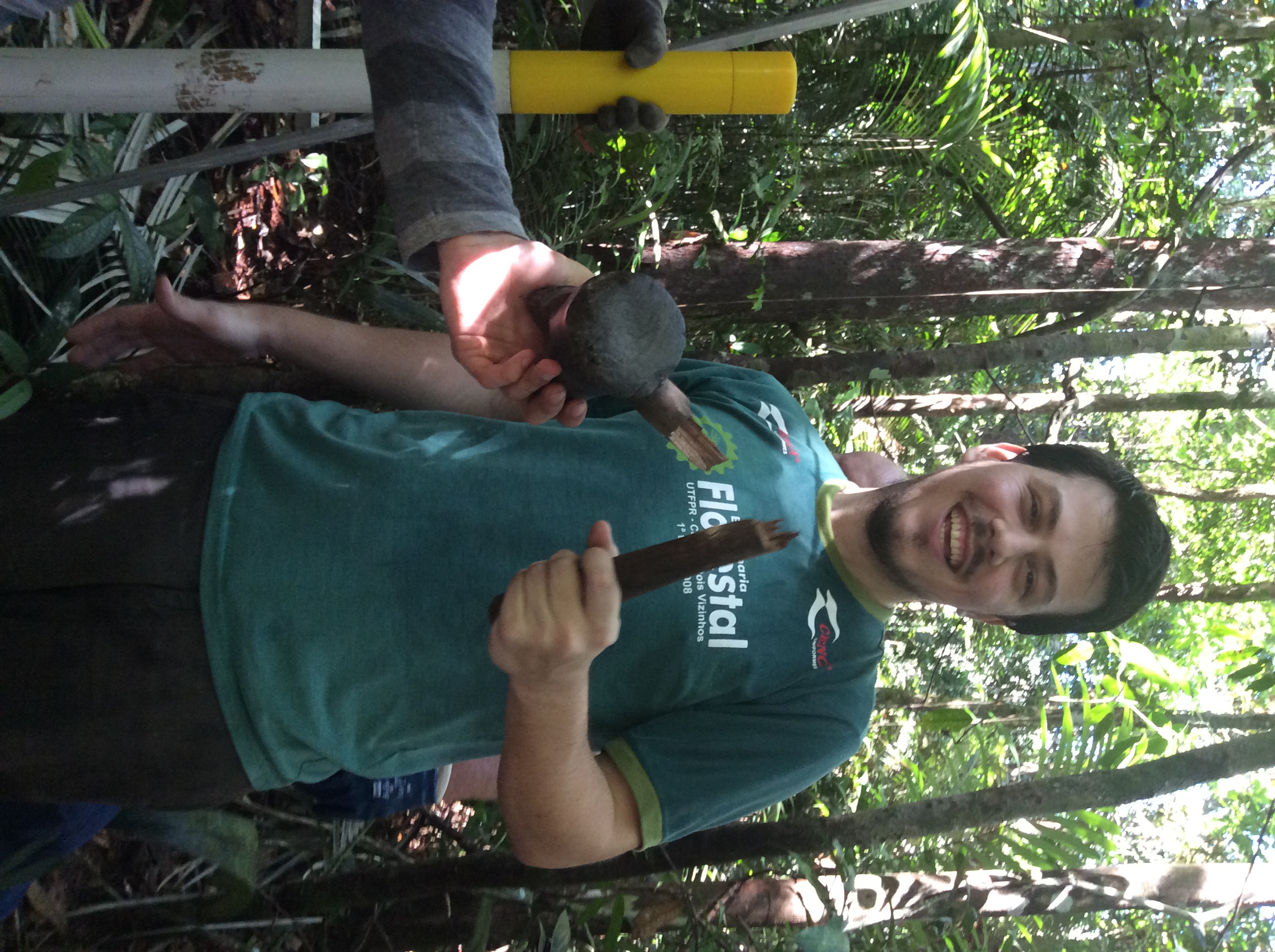 Installing soil moisture equipment at Manaus K34 tower, Brazil